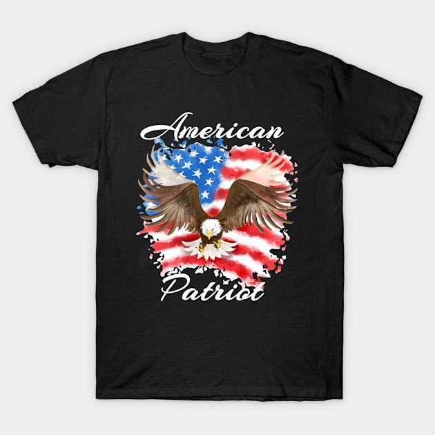 American Patriot Swooping Eagle W Text T-Shirt by Animalistics